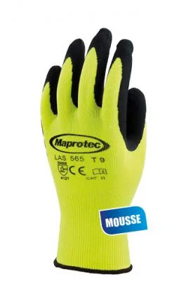 GANT POLY FLUO JAUNE MOUSSE LATEX NOIR